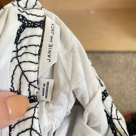 Janie and Jack eyelet leaf dress size 3 like new black and white - Picture 6 of 8